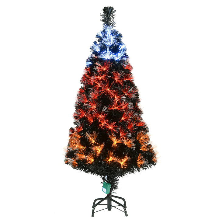 Halloween Pre-Lit Artificial Halloween Tree, Black, Fiber Optic, Candy Corn LED Lights, Includes Stand, 4 Feet
