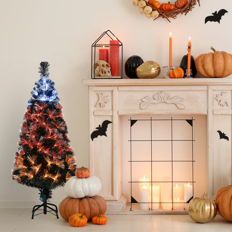 4 ft. Halloween Pre-Lit Black Tree with Fiber Optic, Candy Corn LED Light