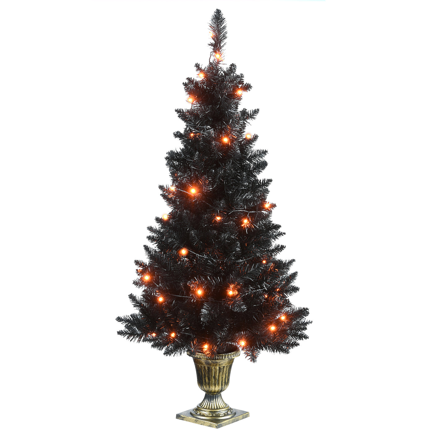 4 ft. Black Entrance Tree with String of Orange Lights - National Tree Company