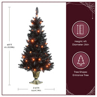 4 ft. Black Entrance Tree with String of Orange Lights, Plug-In - National Tree Company