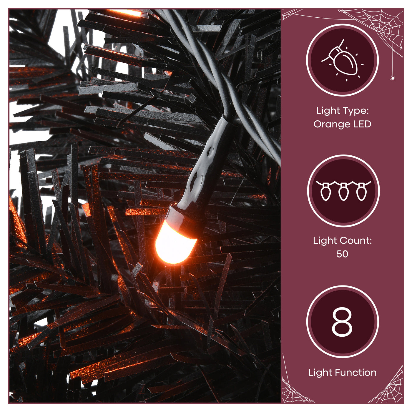 4 ft. Black Entrance Tree with String of Orange Lights, Plug-In - National Tree Company