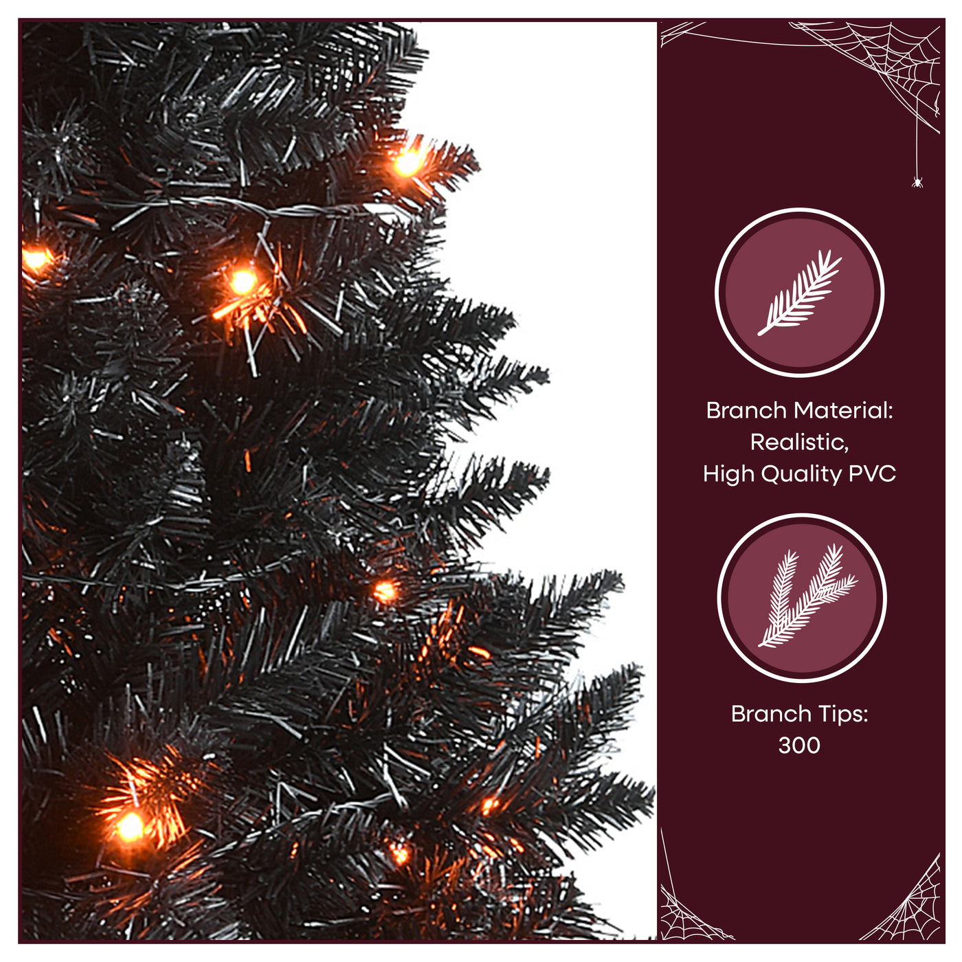 4 ft. Black Entrance Tree with String of Orange Lights, Plug-In - National Tree Company