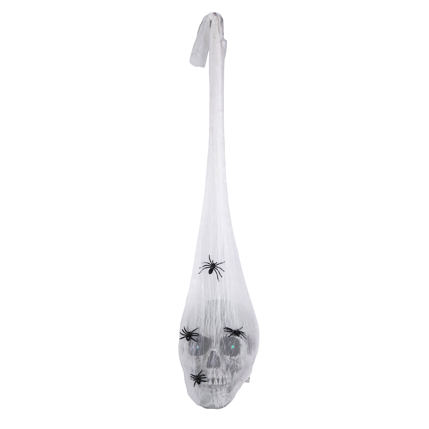 Halloween Pre Lit Animated Hanging Skull, White, Sound Activated, LED Lights, Battery Operated, 27 Inches - National Tree Company