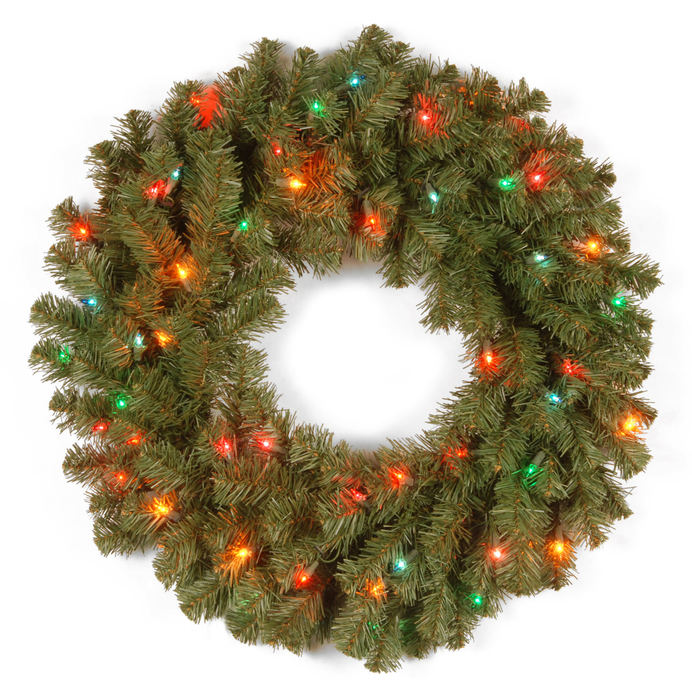 24 in. Pre-Lit Kincaid Spruce Wreath with Multicolor Lights - National Tree Company