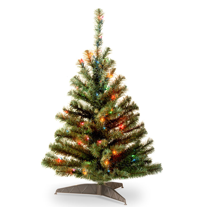 Pre-Lit Artificial Mini Christmas Tree, Green, Kincaid Spruce, Multicolor Lights, Includes Stand, 3 Feet