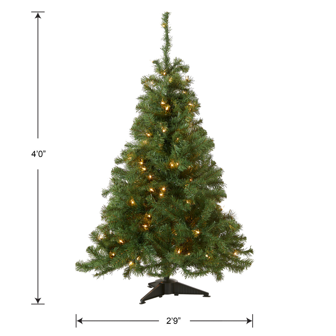 Pre-Lit Artificial Mini Christmas Tree, Green, Kincaid Spruce, White Lights, Includes Stand, 4 Feet