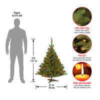 4 ft. Pre-Lit Kincaid Spruce Tree with Multicolor Lights - National Tree Company