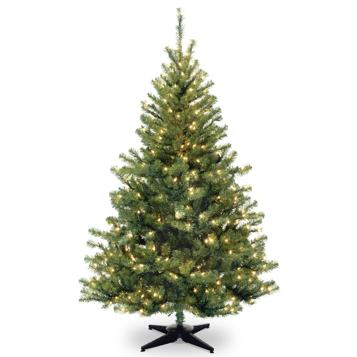 Pre-Lit Artificial Medium Christmas Tree, Green, Kincaid Spruce, White Lights, Includes Stand, 6 Feet