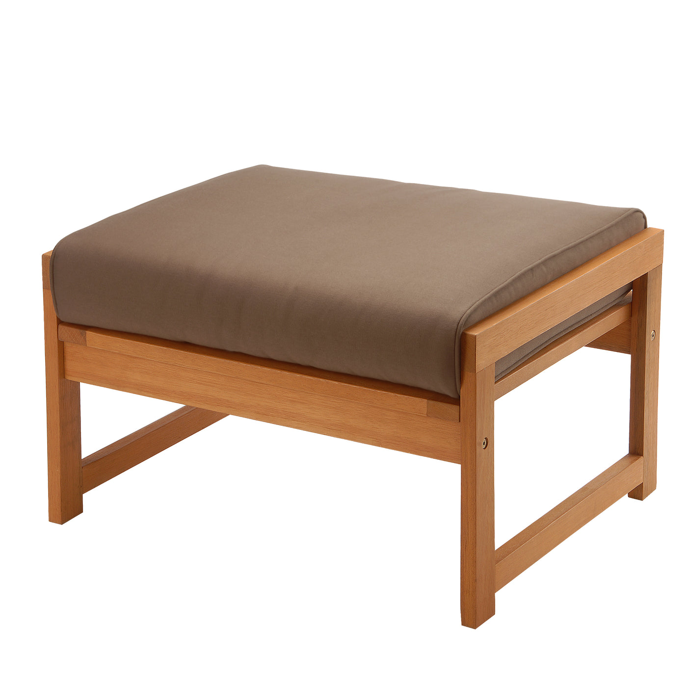 Eucalyptus Grandis Wood Cushioned Ottoman, Beige - National Tree Company