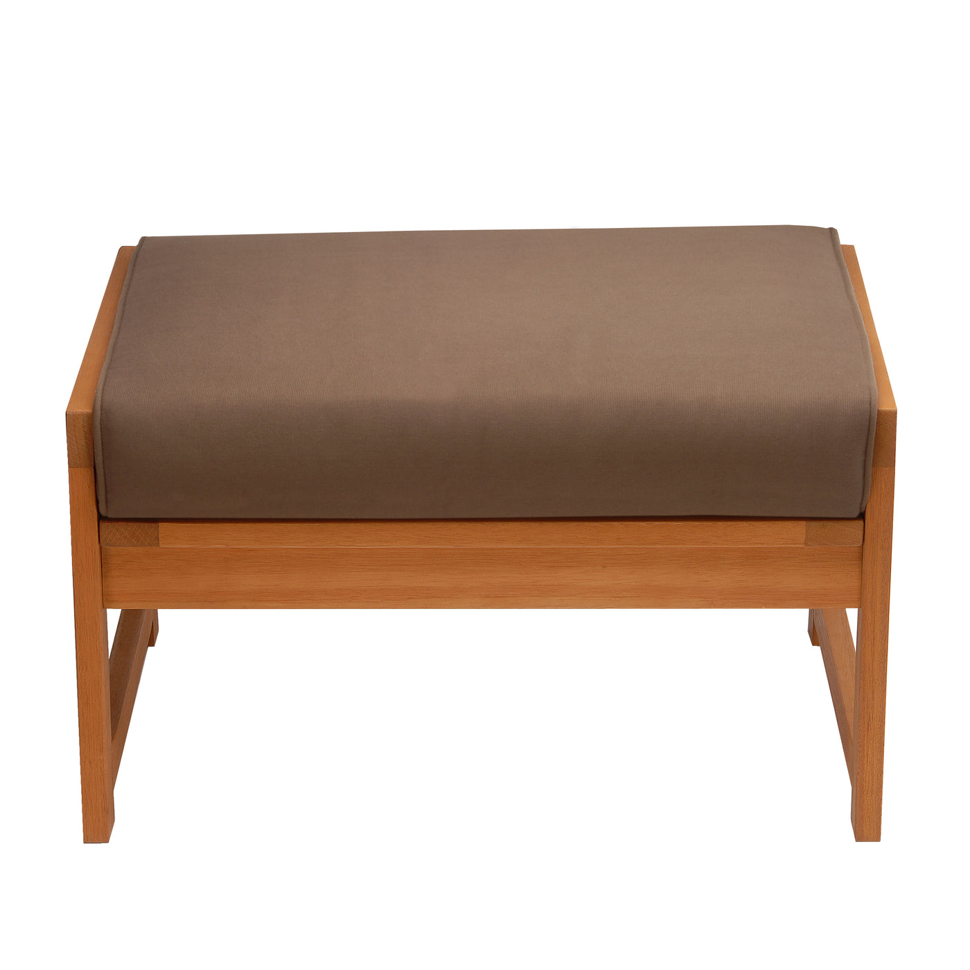 Eucalyptus Grandis Wood Cushioned Ottoman, Beige - National Tree Company