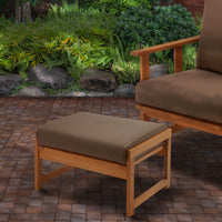 Eucalyptus Grandis Wood Cushioned Ottoman, Beige - National Tree Company