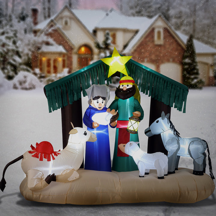 Inflatable Nativity Scene, LED Lights, Plug In, Christmas Collection, 65 Feet