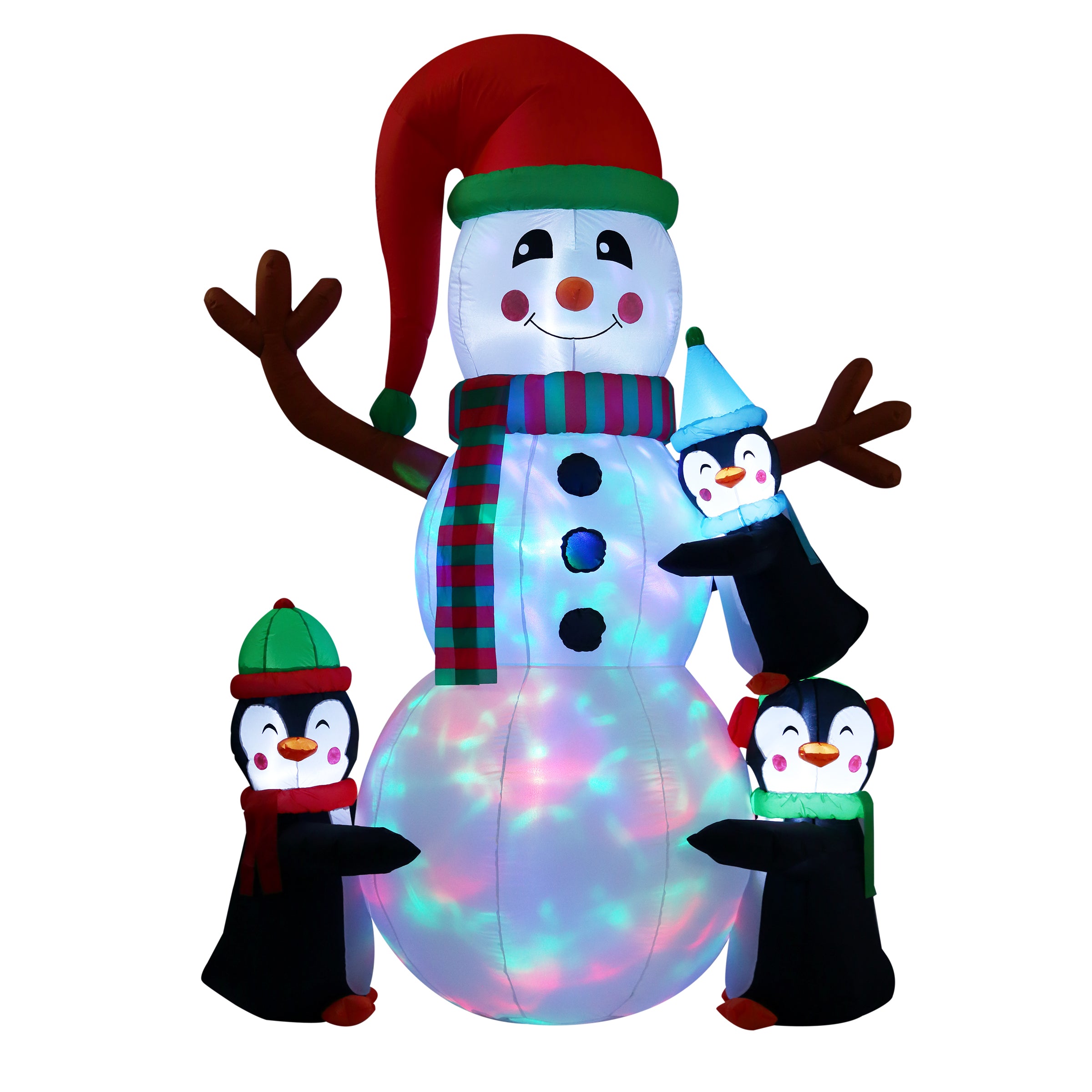 8 ft. Inflatable Snowman with Penguins