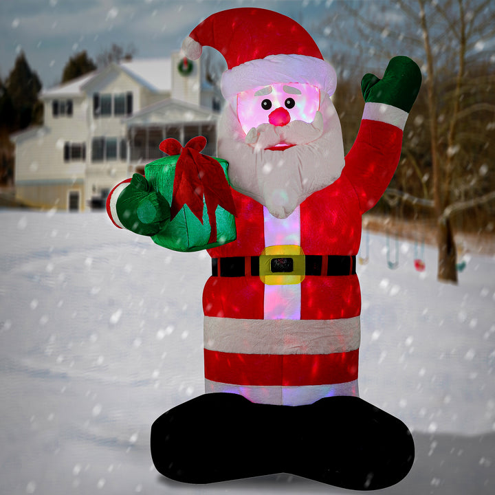Inflatable Santa with Gift, LED Lights, Plug In, Christmas Collection, 8 Feet