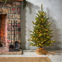 4 ft. Pre-Lit Kensington Fir Burlap Tree in a Burlap Sack with Clear Lights, Plug-In - National Tree Company