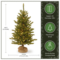 4 ft. Pre-Lit Kensington Fir Burlap Tree in a Burlap Sack with Clear Lights, Plug-In - National Tree Company