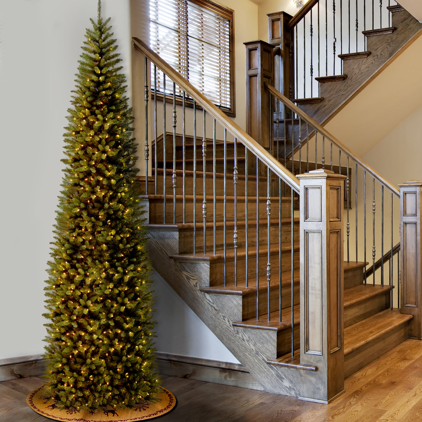 10 ft.Pre-Lit Kingswood Fir Pencil Slim Tree with Clear Lights - National Tree Company