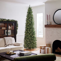 10 ft.Pre-Lit Kingswood Fir Pencil Slim Tree with Clear Lights - National Tree Company