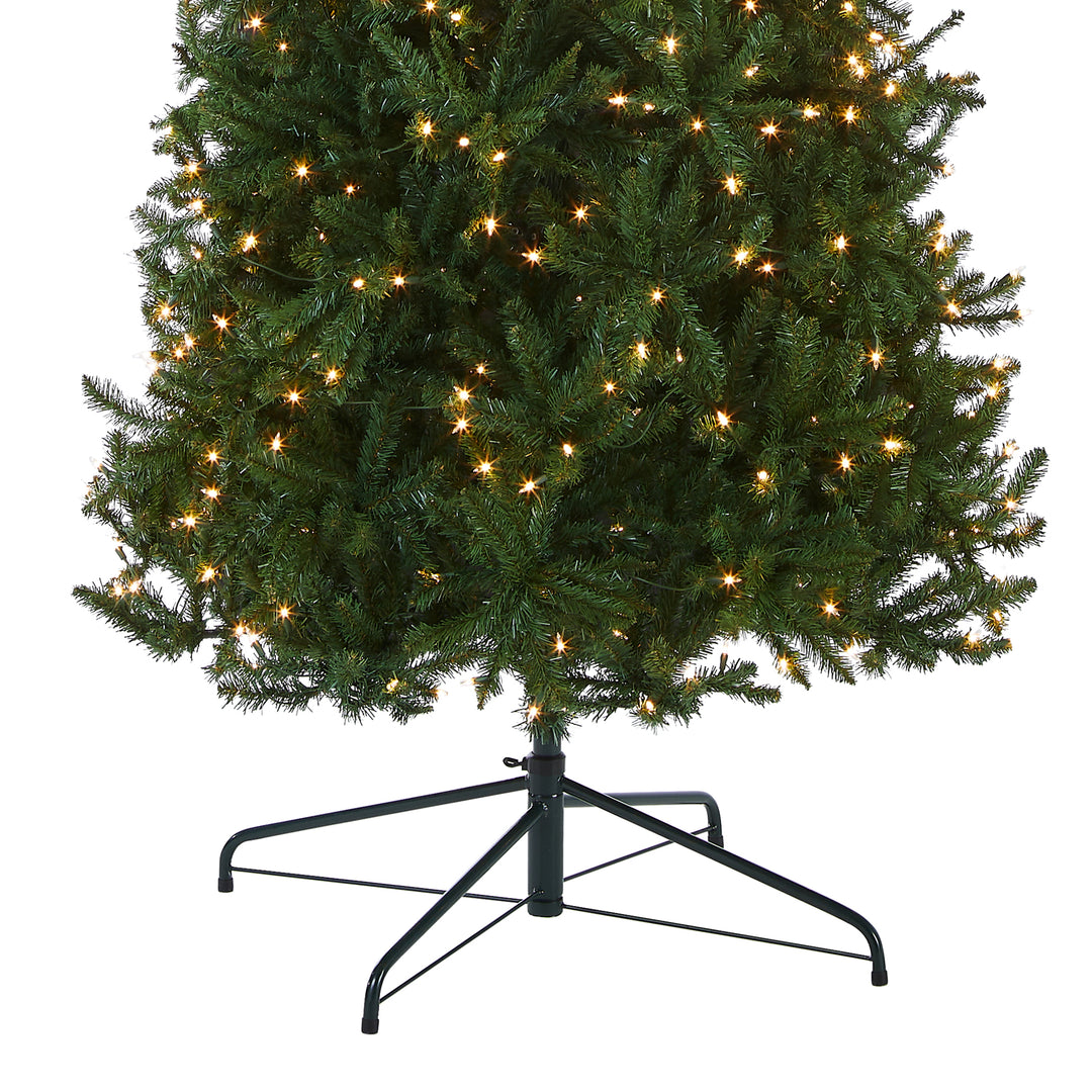 Artificial Pre-Lit Slim Christmas Tree, Green, Kingswood Fir, White Lights, Includes Stand, 10 Feet