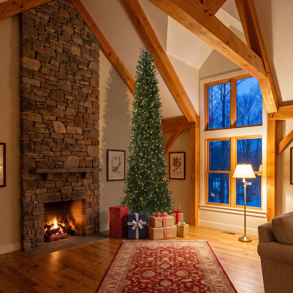 14 ft. Pre-Lit Kingswood Fir Pencil Hinged Tree with Clear Lights - National Tree Company