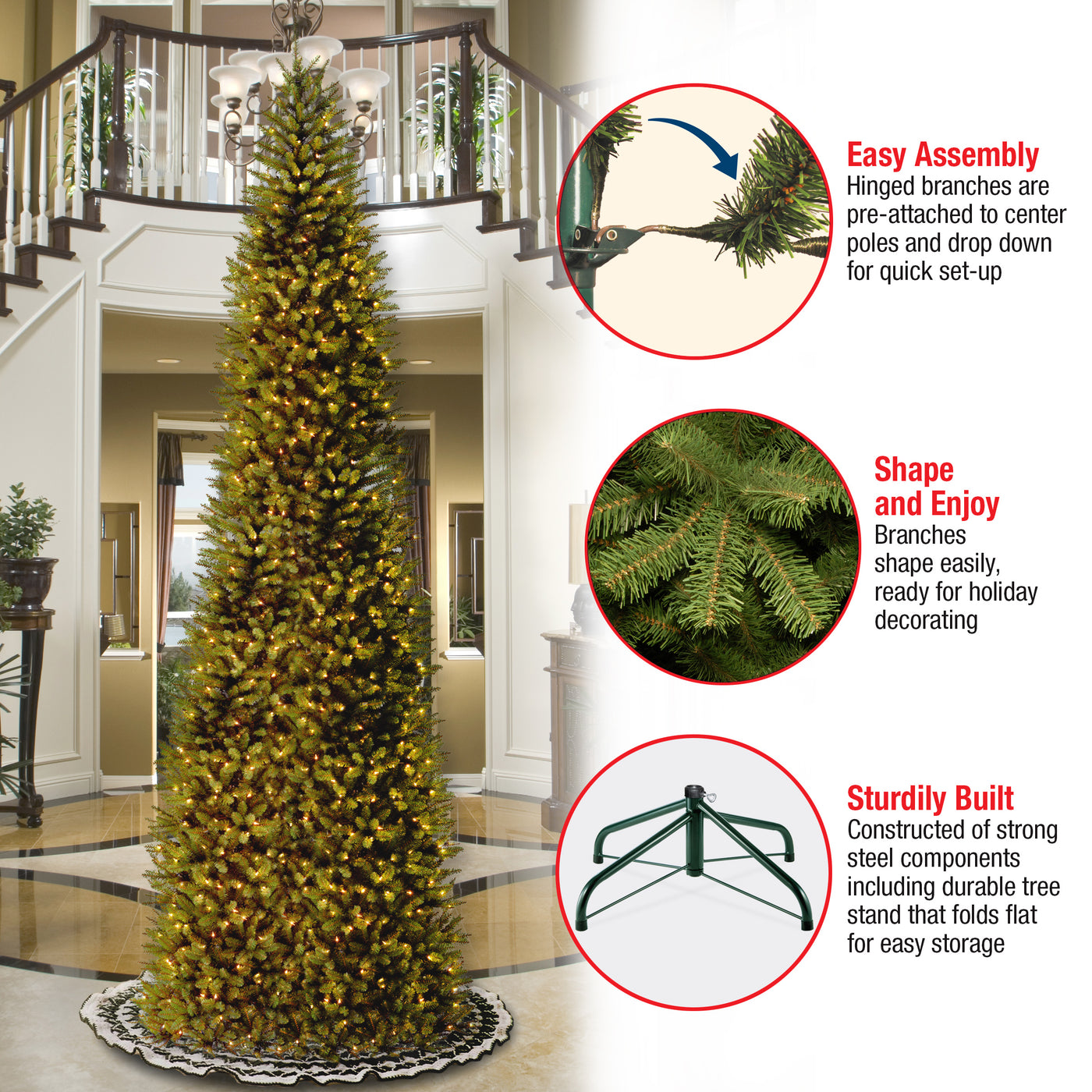 14 ft. Pre-Lit Kingswood Fir Pencil Tree with Clear Lights - National Tree Company