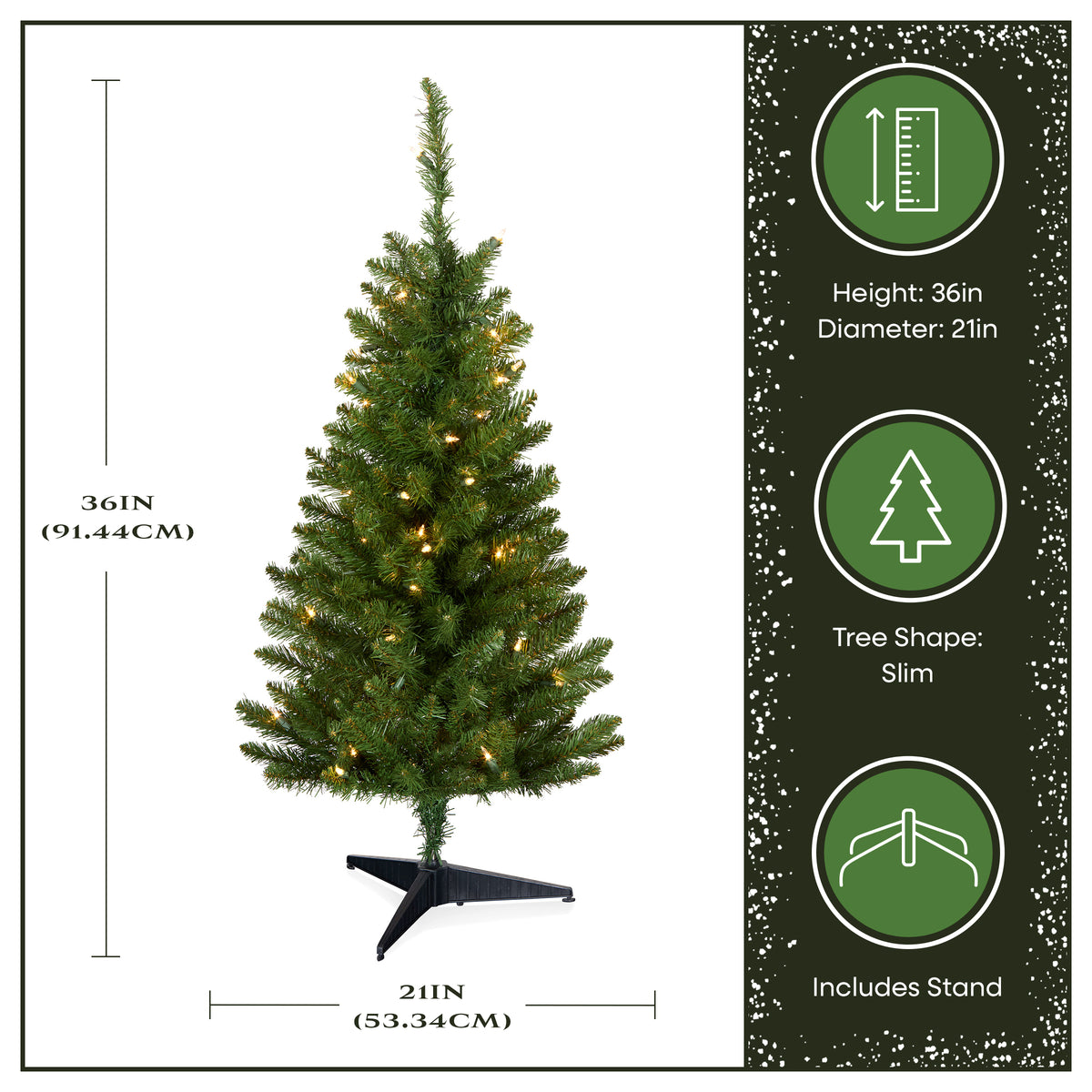 3 ft. Kingswood Fir Pencil Slim Wrapped Tree with Warm White LED Lights - National Tree Company