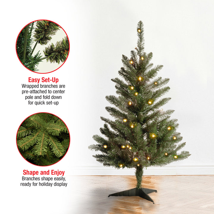 Artificial Mini Christmas Tree, Green, Kingswood Fir, Includes Stand, 3 Feet