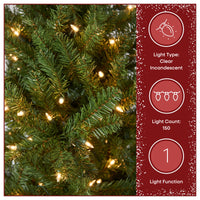 4.5 ft. Pre-Lit Kingswood Fir Pencil Slim Hinged Tree with Clear Lights, Plug-In - National Tree Company