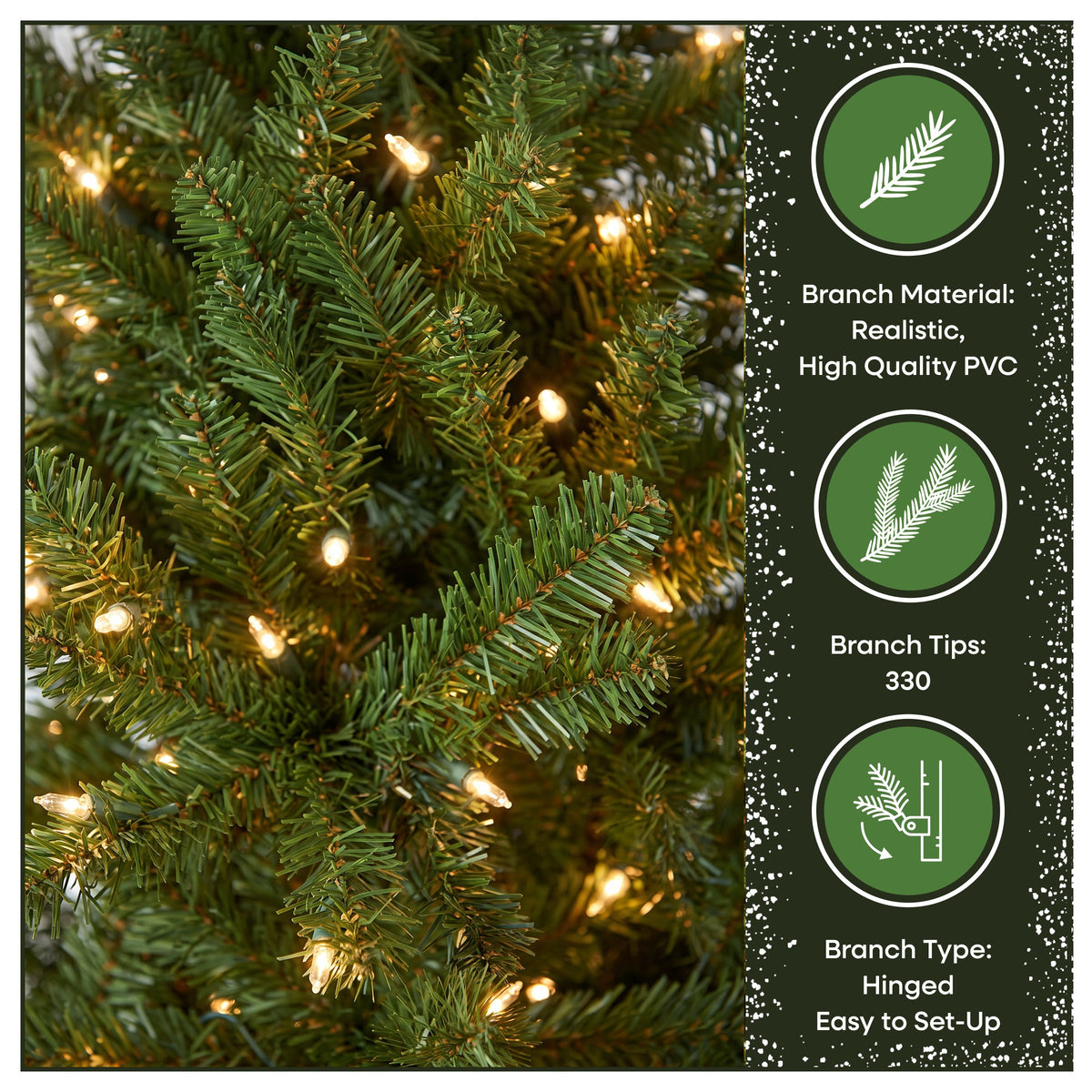 4.5 ft. Pre-Lit Kingswood Fir Pencil Slim Hinged Tree with Clear Lights, Plug-In - National Tree Company
