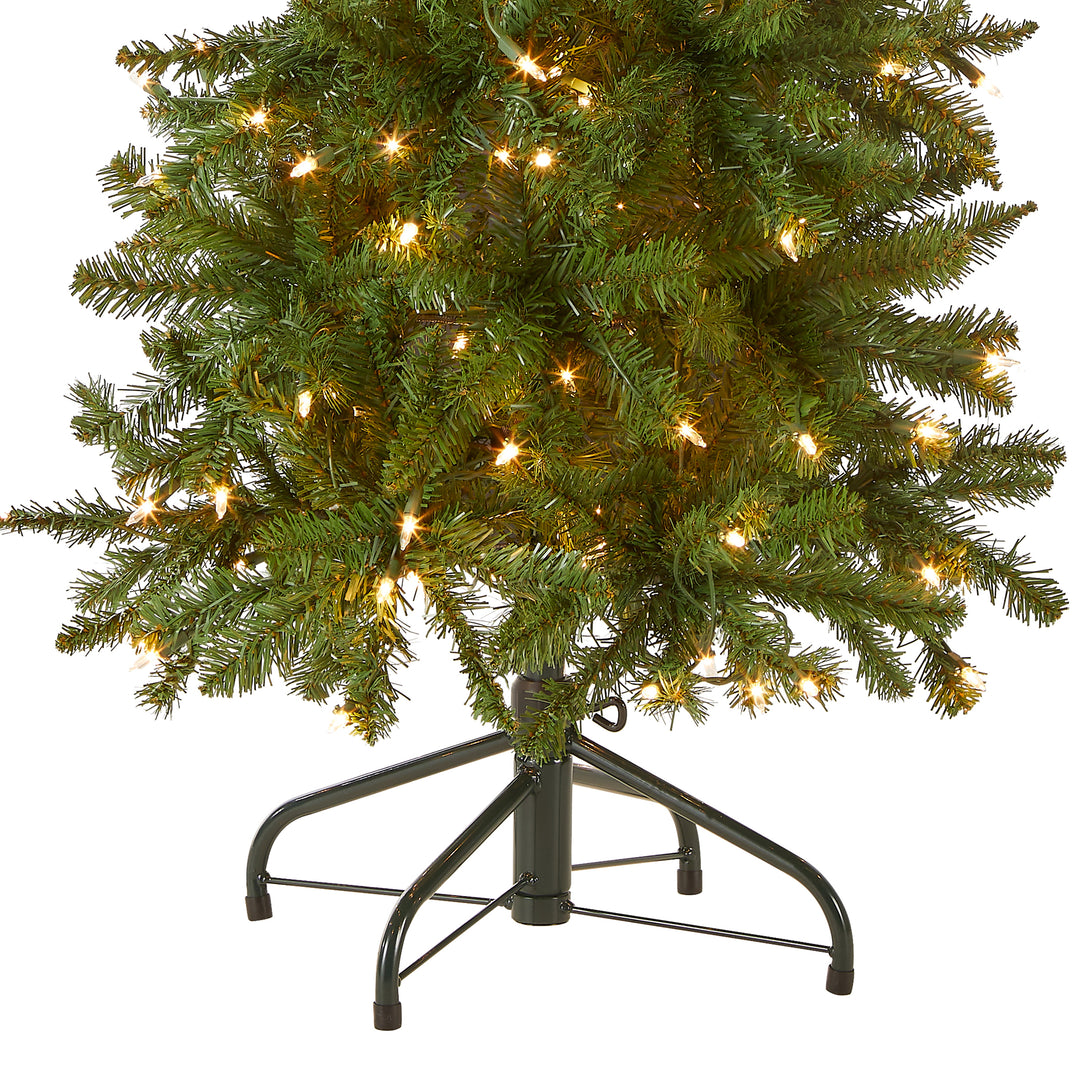 Artificial Pre-Lit Slim Christmas Tree, Green, Kingswood Fir, White Lights, Includes Stand, 4.5 Feet