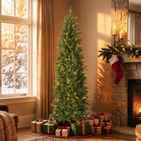 6 ft. Pre-Lit Kingswood Fir Pencil Slim Hinged Tree with Clear Lights, Plug-In - National Tree Company