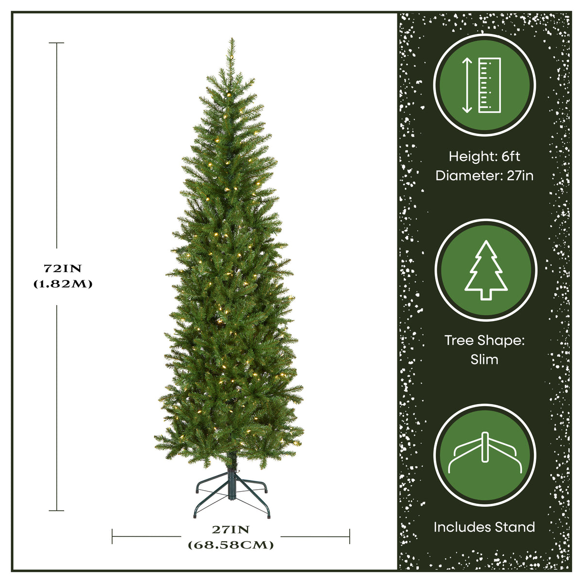6 ft. Pre-Lit Kingswood Fir Pencil Slim Hinged Tree with Clear Lights, Plug-In - National Tree Company
