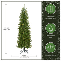 6 ft. Pre-Lit Kingswood Fir Pencil Slim Hinged Tree with Clear Lights, Plug-In - National Tree Company