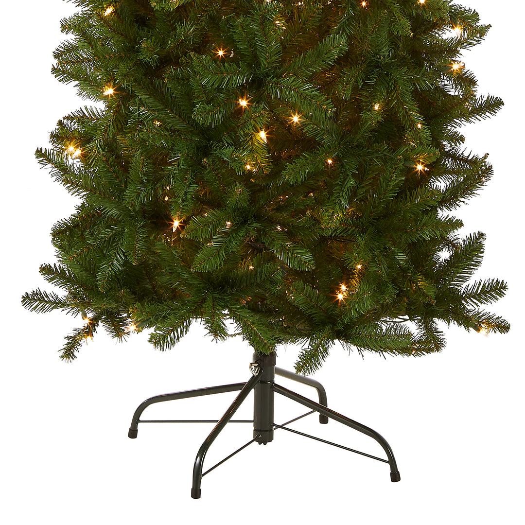 Artificial Pre-Lit Slim Christmas Tree, Green, Kingswood Fir, White Lights, Includes Stand, 6 Feet