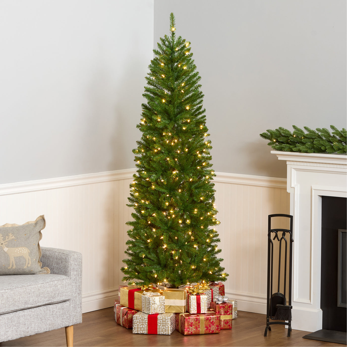 6.5 ft. Pre-Lit Kingswood Fir Pencil Tree with Clear Lights - National Tree Company