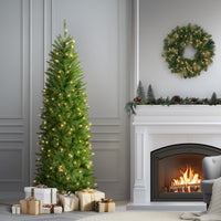 6.5 ft. Pre-Lit Kingswood Fir Pencil Tree with Clear Lights - National Tree Company
