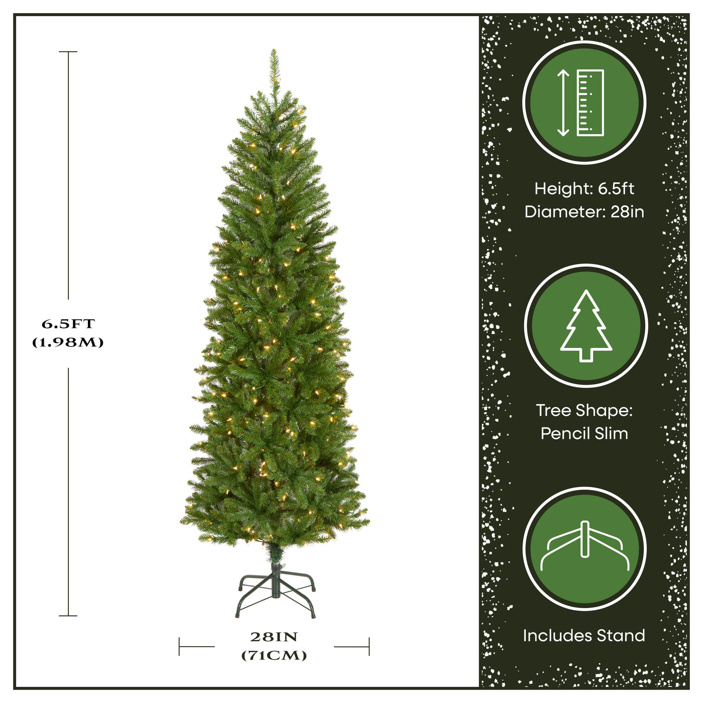 6.5 ft. Pre-Lit Kingswood Fir Pencil Tree with Clear Lights - National Tree Company