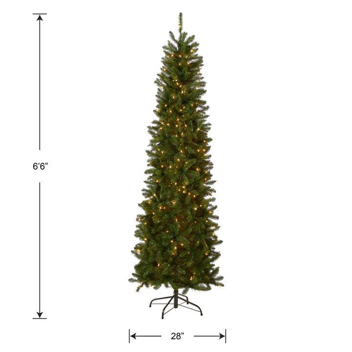 National Tree Company Artificial Pre-Lit Slim Christmas Tree, Green, Kingswood Fir, Clear Lights, Includes Stand, 6.5 Feet