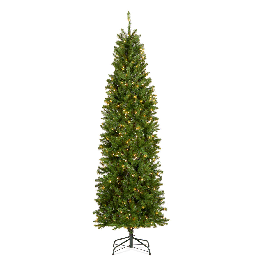 7 ft. Pre-Lit Kingswood Fir Pencil Slim Hinged Tree with Clear Lights - National Tree Company