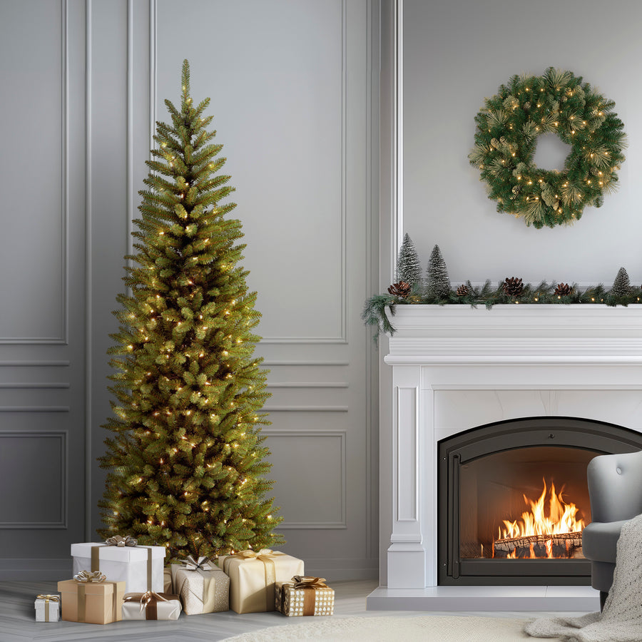 7 ft. Pre-Lit Kingswood Fir Pencil Tree with Clear Lights