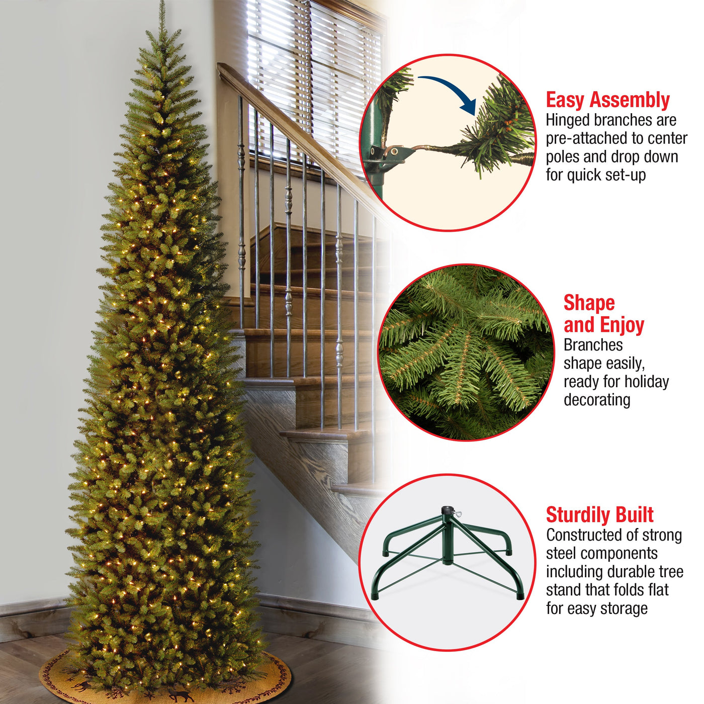 9 ft. Pre-Lit Kingswood Fir Pencil Tree with Clear Lights - National Tree Company
