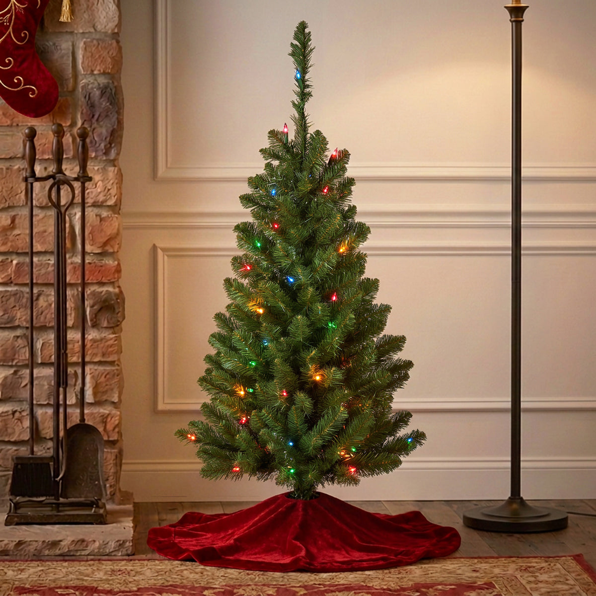 3 ft. Kingswood Fir Pencil Slim Wrapped Tree with Multicolor Lights - National Tree Company