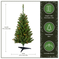 3 ft. Kingswood Fir Pencil Slim Wrapped Tree with Multicolor Lights - National Tree Company