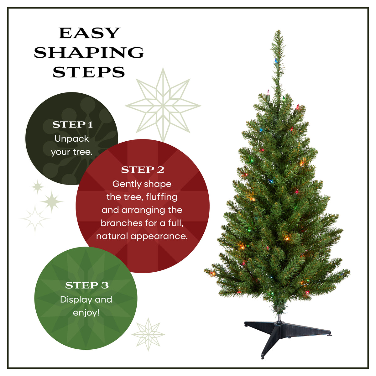 3 ft. Kingswood Fir Pencil Slim Wrapped Tree with Multicolor Lights - National Tree Company