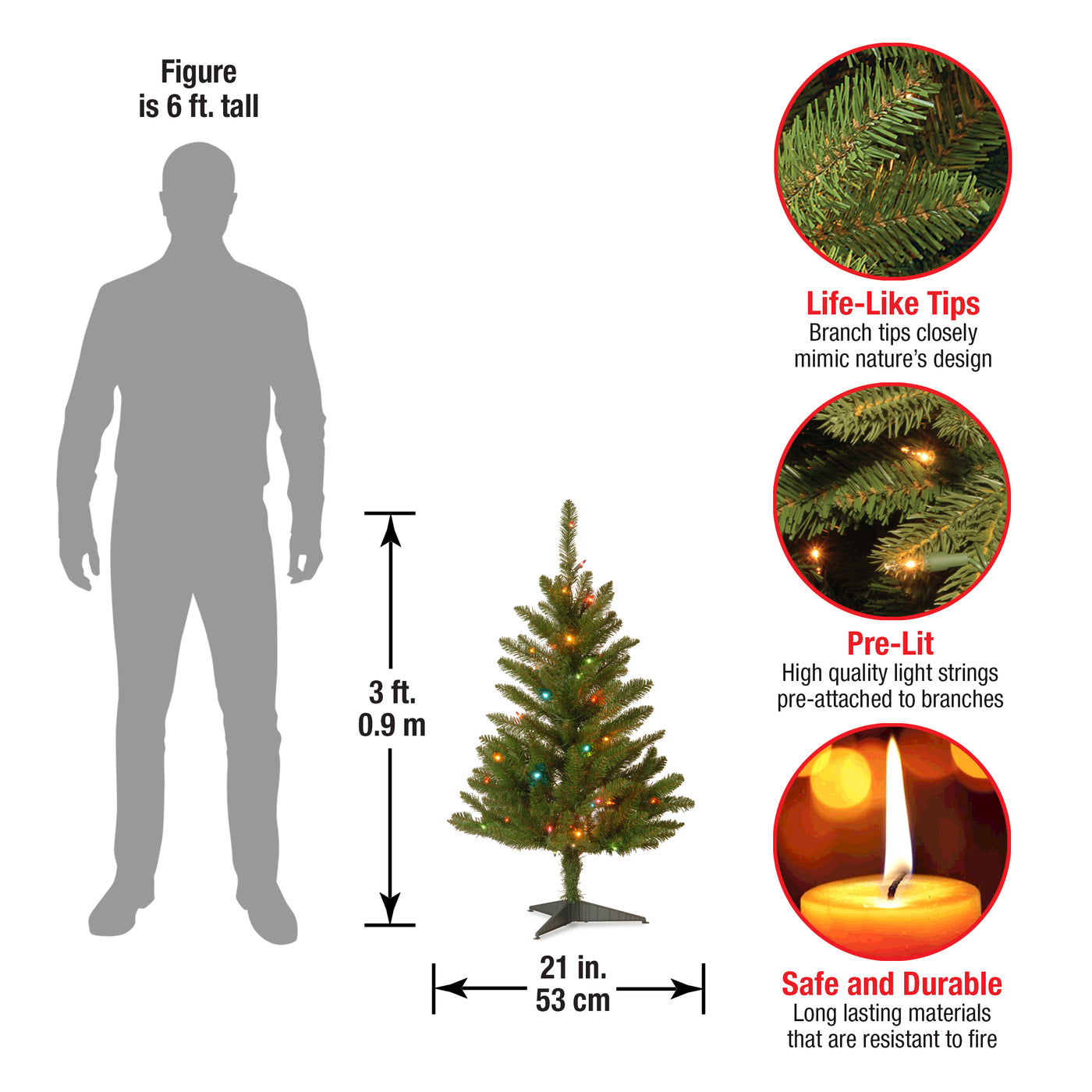 3 ft. Kingswood Fir Tree with Multicolor Lights - National Tree Company