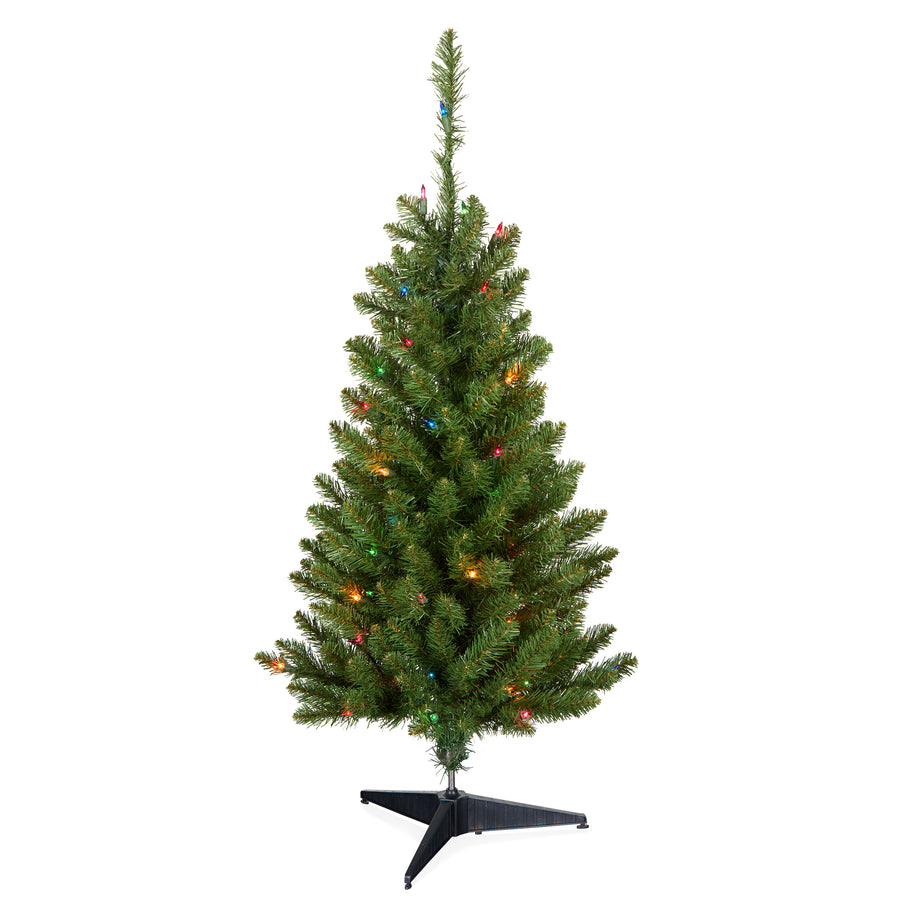 3 ft. Kingswood Fir Pencil Slim Wrapped Tree with Multicolor Lights - National Tree Company