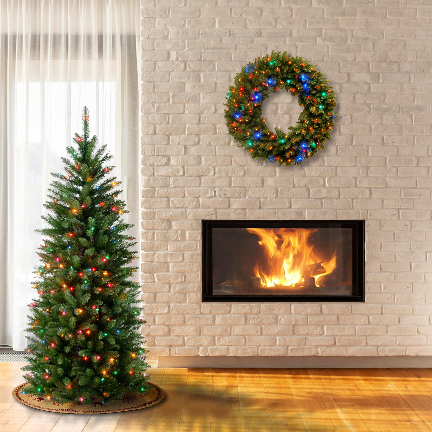 4.5 ft. Pre-Lit Kingswood Fir Pencil Tree with Multicolor Lights - National Tree Company