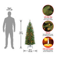 4.5 ft. Pre-Lit Kingswood Fir Pencil Tree with Multicolor Lights - National Tree Company
