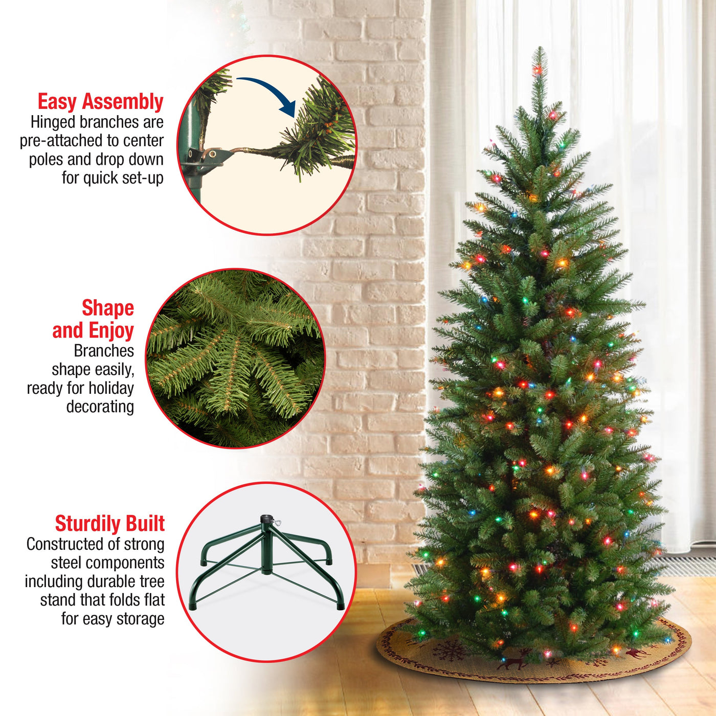 4.5 ft. Pre-Lit Kingswood Fir Pencil Tree with Multicolor Lights - National Tree Company