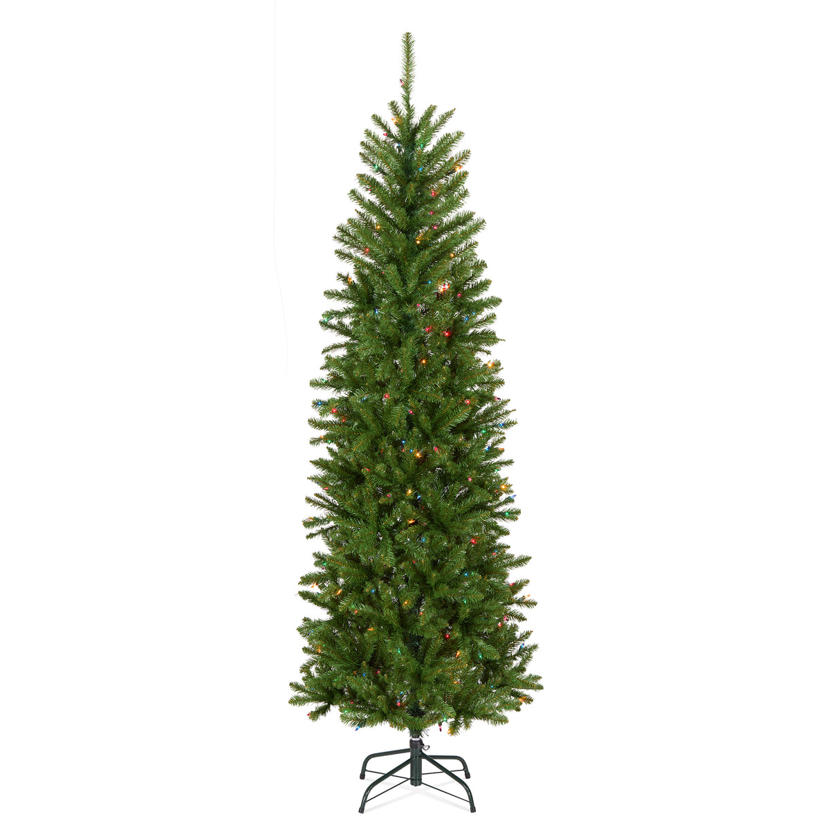 6.5 ft. Pre-Lit Kingswood Fir Pencil Slim Hinged Tree with Multicolor LED Lights - National Tree Company